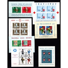 Schweiz. Lot med forskellige miniark. Postfrisk og stemplet.